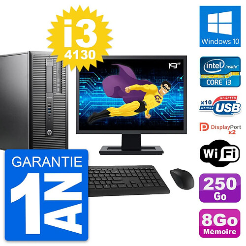 PC Tour HP 600 G1 Ecran 19" Intel i3-4130 RAM 8Go Disque 250Go Windows 10 Wifi · Occasion