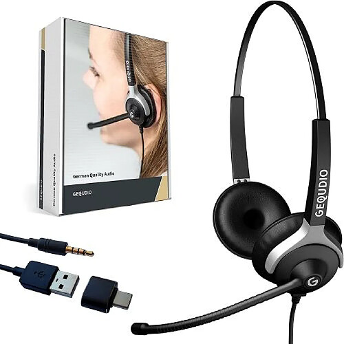 Gequdio WA9027 Micro Casque Filaire Supra Auriculaire Jack 3.5 mm USB Noir