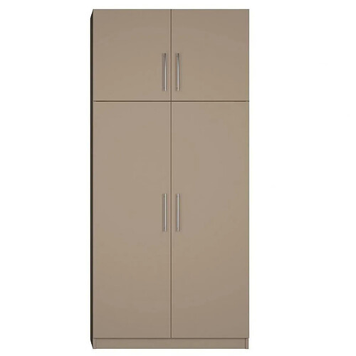 Inside 75 Armoire de rangement 2 tringles penderie 4 portes largeur 100 cm coloris taupe mat