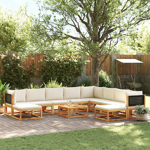 vidaXL Salon de jardin avec coussins 11 pcs bois massif d'acacia