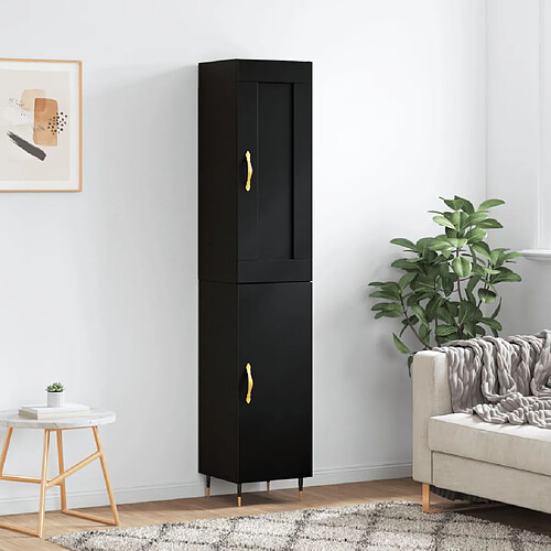 vidaXL Buffet haut Noir 34,5x34x180 cm Bois d'ingénierie