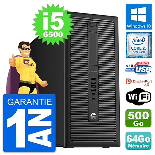 PC Tour HP EliteDesk 800 G2 Intel i5-6500 RAM 64Go Disque 500Go Windows 10 Wifi · Occasion