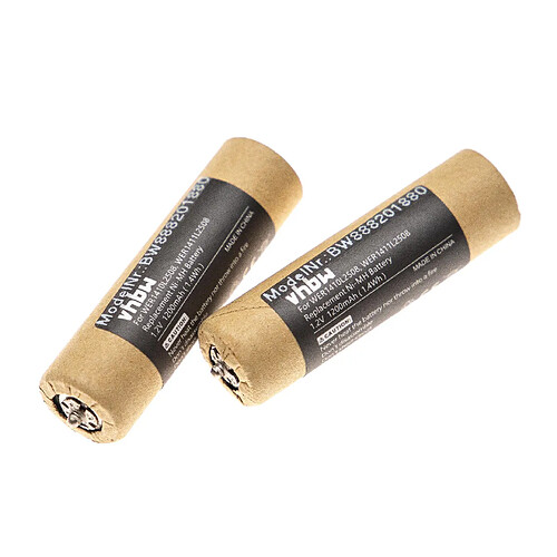 vhbw 2x Batteries compatible avec Panasonic ER1610, ER1611 rasoir tondeuse électrique (1200mAh, 1,2V, NiMH)