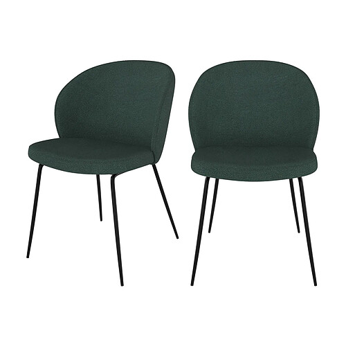 Rendez Vous Deco Chaise Groom verte en tissu bouclette (lot de 2)