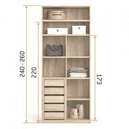 Inside 75 Option 12 pour intérieur d'armoire 96,2 cm hauteur 240 cm