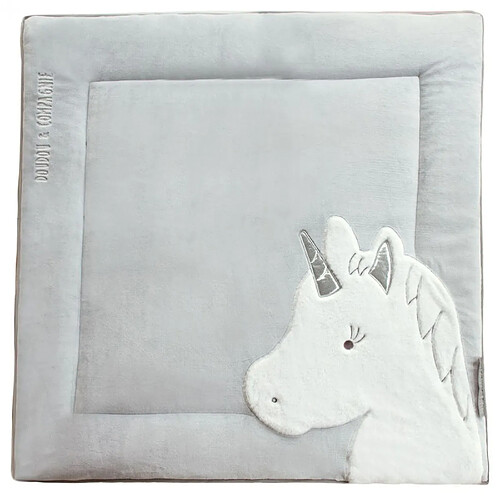 Tapis de parc 100x100 cm Tapidou Licorne Gris/Argent - Doudou et compagnie