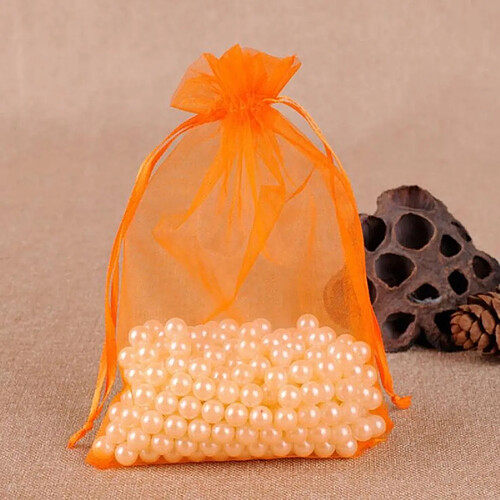 Wewoo 100 PCS Sac Cadeau Bijoux Organza De Mariage Anniversaire Fête Pochettes DessinsTaille Du 7X9cm Orange