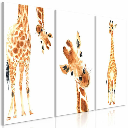 Paris Prix Tableau Imprimé 3 Panneaux Funny Giraffes 60 x 120 cm