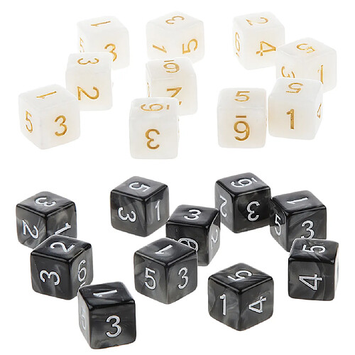 20 pièces dés six faces d6 pour jouer à d u0026 d rpg party game noir et blanc