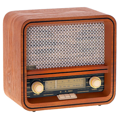 Radio Rétro AM / FM, Bluetooth, Tuner Manuel, Port USB, Boîtier en Bois Vintage, , Marron, Camry, CR1188