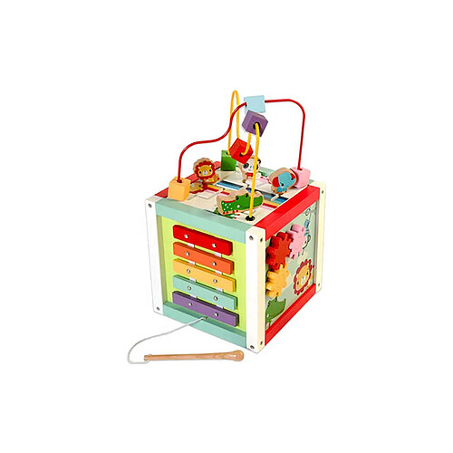 Davidson / Fisher Price Fisher-Price Cube d'Activité Éducatif 5-en-1 en Bois avec 5 Jeux Différents Multicolore