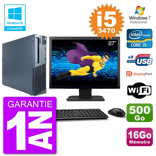 PC Lenovo M82 SFF Ecran 27" i5-3470 RAM 16Go Disque 500Go Graveur DVD Wifi W7 · Occasion