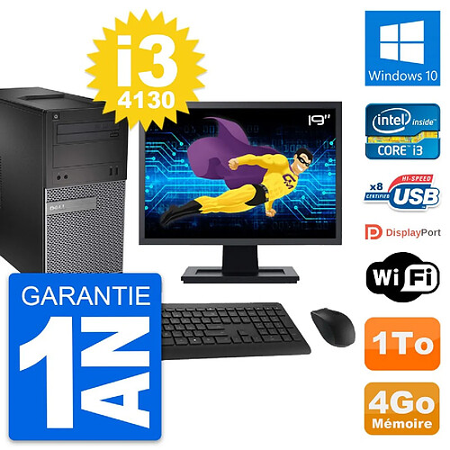 PC Tour Dell OptiPlex 3020 Ecran 19" i3-4130 RAM 4Go Disque 1To Windows 10 Wifi · Occasion