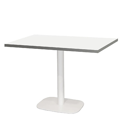 Restootab Table 120x70cm - modèle Round pied blanc blanc chants inox