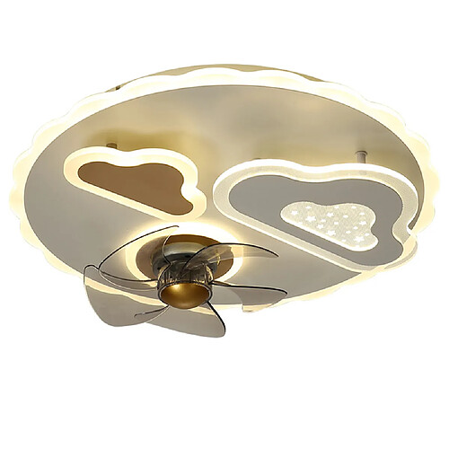 Universal Lumière ventilateur chambre nuage 50cm, lumière ventilateur plafond chambre simple 220V plafond télécommande plafond noir(Or)