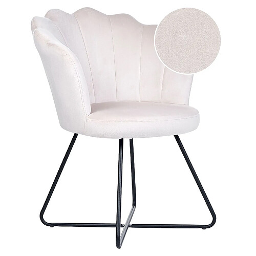 Beliani Fauteuil Velours Blanc cassé LOVELOCK