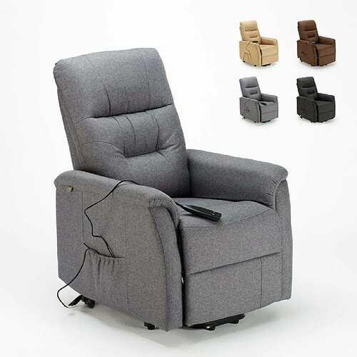 LE ROI DU RELAX Siège élévateur électrique inclinable en tissu Marie et roues pour personnes âgées, Couleur: Gris foncé