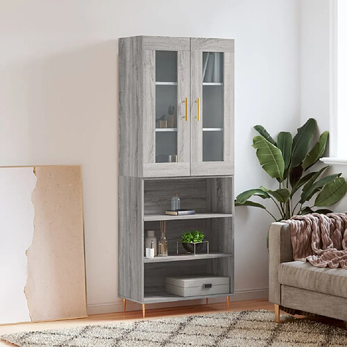 vidaXL Buffet haut Sonoma gris 69,5x34x180 cm Bois d'ingénierie