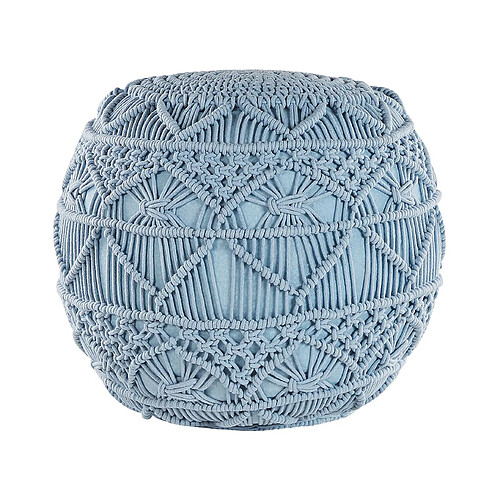 Beliani Pouf en coton bleu d 40 cm KAYSERI