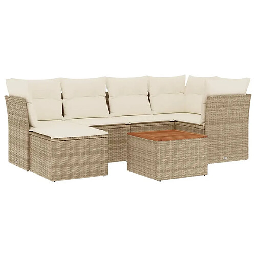 Maison Chic Salon de jardin avec coussins 7 pcs, Ensemble Tables et chaises de jardin, beige résine tressée -GKD171918