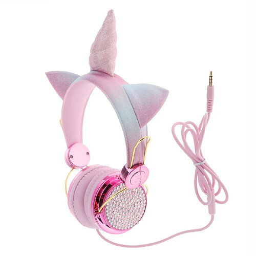 Casque Licorne Avec Microphone Filles Écouteurs Stéréo Pour Enfants Rose 1