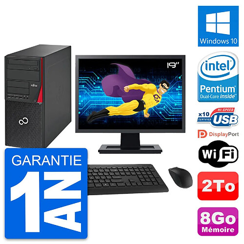 PC Tour Fujitsu P720 Ecran 19" Intel G3220 RAM 8Go Disque 2To Windows 10 Wifi · Occasion