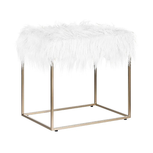 Beliani Tabouret en fourrure blanche MANHATTAN