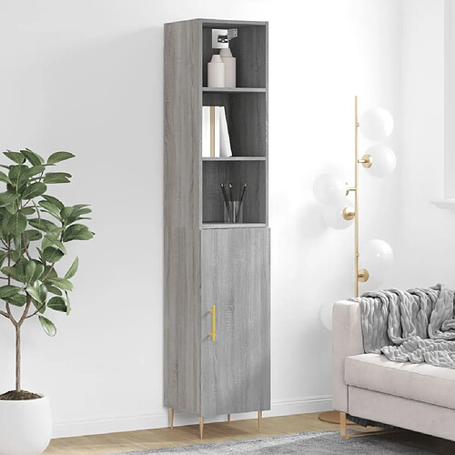 vidaXL Buffet haut Sonoma gris 34,5x34x180 cm Bois d'ingénierie