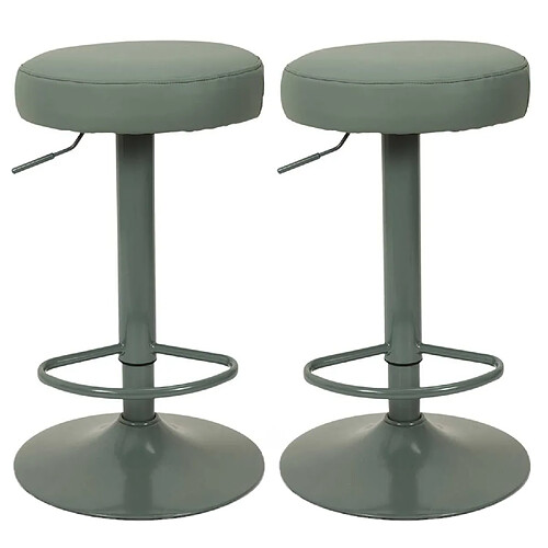 Toilinux Lot de 2 Tabourets de bar Mumford hauteur réglable en similicuir - Vert