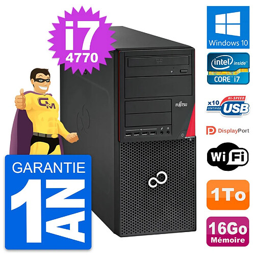 PC Tour Fujitsu Esprimo P720 Intel i7-4770 RAM 16Go Disque 1To Windows 10 Wifi · Occasion