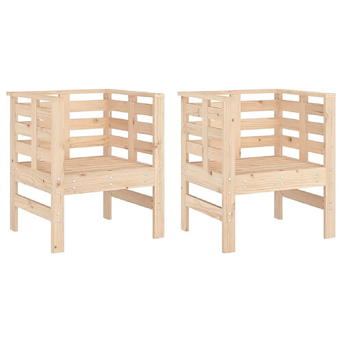 Maison Chic Lot de 2 Chaises de jardin,Fauteuil d'extérieur 61,5x53x71 cm bois de pin massif -MN33217