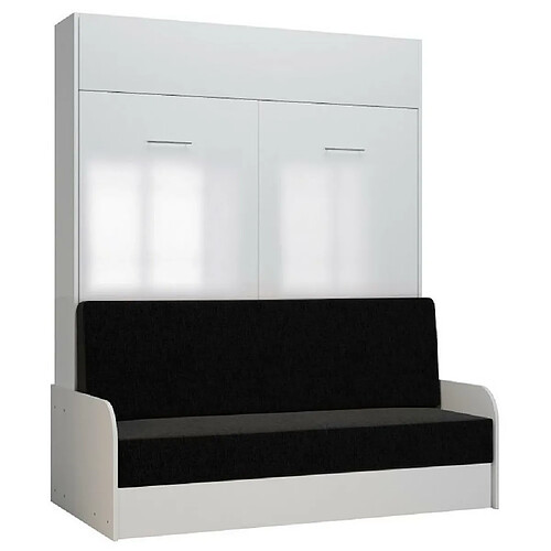 Inside 75 Armoire lit escamotable DYNAMO SOFA accoudoirs façade blanc brillant canapé anthracite 160*200 cm