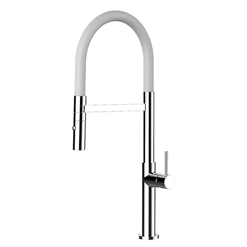 VIZIO Robinet de cuisine chromé bec orientable, douche 2 jets détachable - haut 48cm