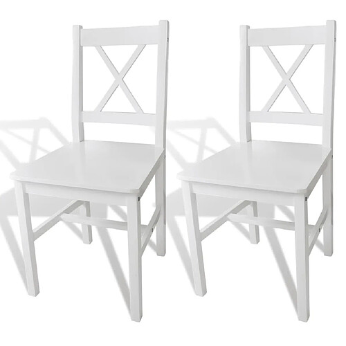 Maison Chic Lot de 2 Chaises à manger,Chaise pour cuisine,Solide Structure blanc bois de pin -MN58038