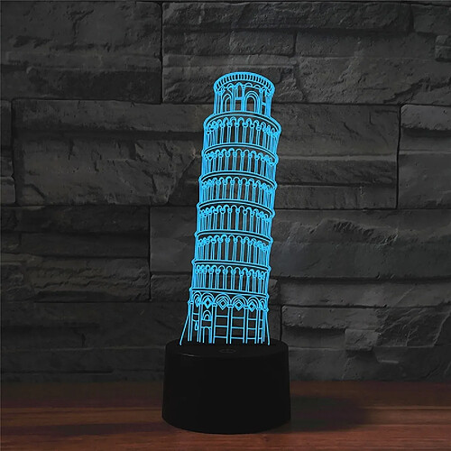 Wewoo Lampe Forme de tour penchée de Paris 3D coloréelampe de table lumineusevision par USB et version de batterie