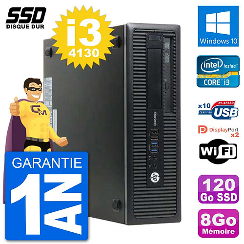 PC HP EliteDesk 800 G1 Core i3-4130 RAM 8Go SSD 120Go Windows 10 Wifi · Occasion