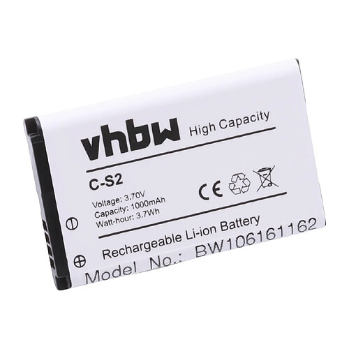 vhbw Batterie Smartphone Li-Ion 1000mAh (3.7V) compatible avec Blackberry Curve 8300, 8310, 8320, 8330, 8520, 9300, 9330 comme C-S2, BAT-06860-003.