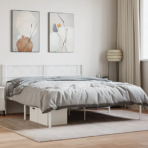 Maison Chic Lit adulte - Cadre de lit métal avec tête de lit pour chambre blanc 120x190 cm -MN34132