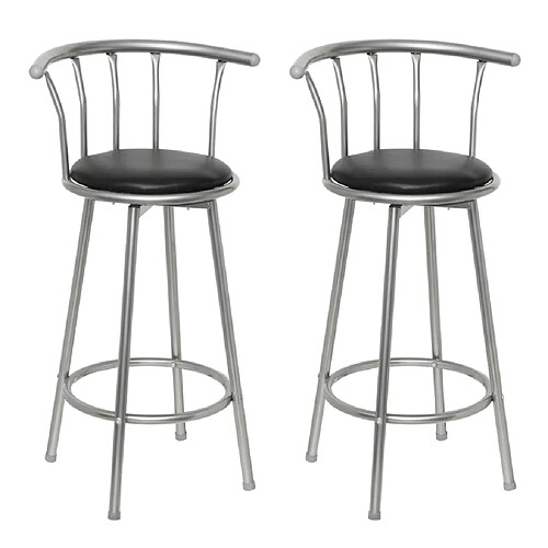 vidaXL Tabourets de bar lot de 2 noir similicuir