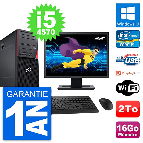 PC Tour Fujitsu P720 Ecran 22" Intel i5-4570 RAM 16Go Disque 2To Windows 10 Wifi · Occasion