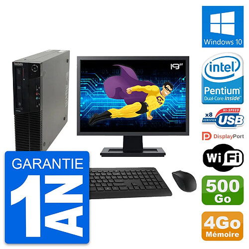 PC Lenovo M82 SFF Ecran 19" Intel G630 RAM 4Go Disque Dur 500Go Windows 10 Wifi · Occasion