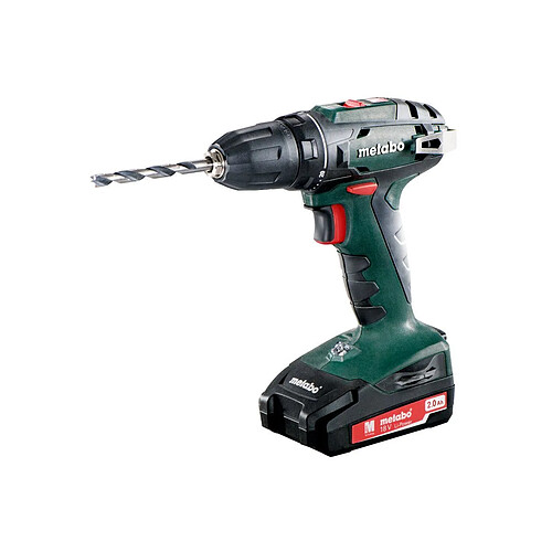 Metabo BS 18 Perceuse-visseuse sans fil, 2x18V/2Ah Li-Ion, chargeur SC 60 Plus, coffret en plastique - 602207560