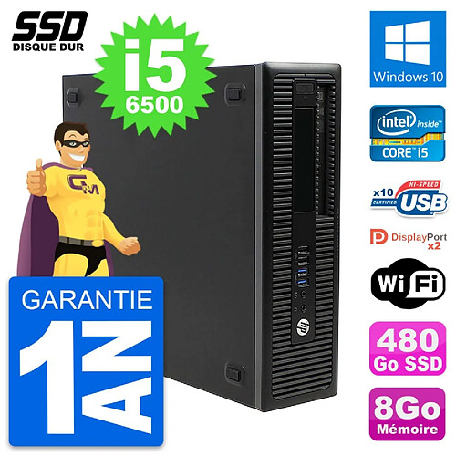 PC HP EliteDesk 800 G2 SFF Intel Core i5-6500 RAM 8Go SSD 480Go Windows 10 Wifi · Occasion