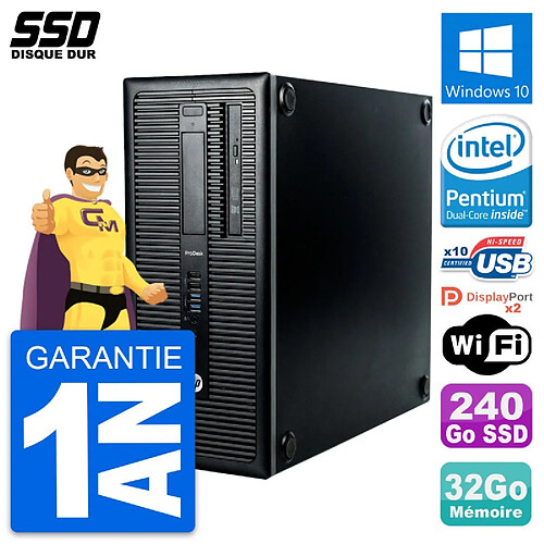 PC Tour HP ProDesk 600 G1 Intel Pentium G3220 RAM 32Go SSD 240Go Windows 10 Wifi · Occasion