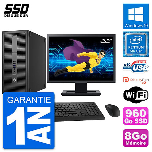 PC Tour HP EliteDesk 800 G2 Ecran 22" G4400 RAM 8Go SSD 960Go Windows 10 Wifi · Occasion