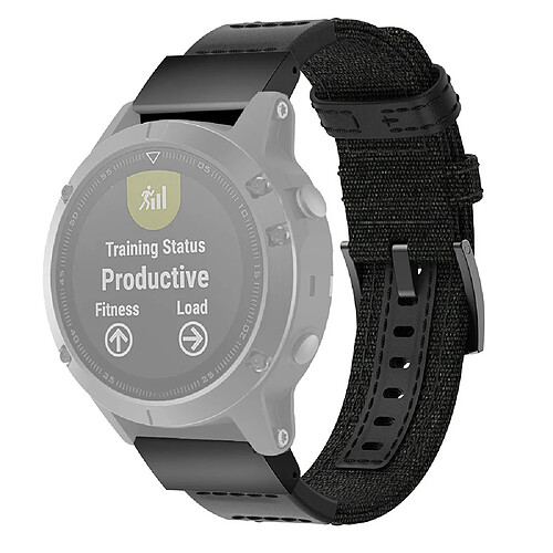 Wewoo Bracelet pour montre connectée en cuir et Garmin Fenix5 Plustaille du 150 + 110 mm noir