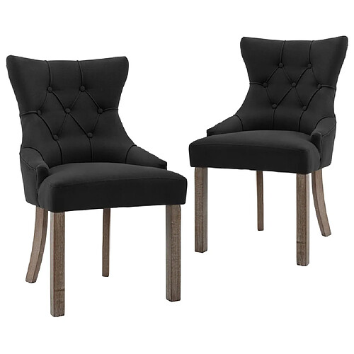 Decoshop26 Lot de 2 chaises de salle à manger cuisine design moderne tissu noir CDS020871