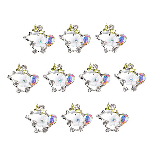 10pcs Fleur Bling Strass Bouton Boucle D'oreille Accessoire Pinces à Cheveux Bande