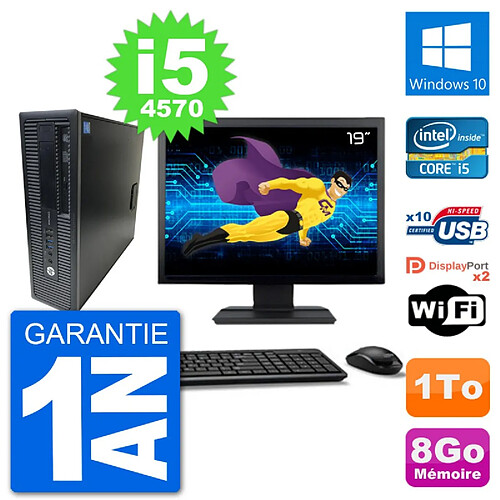 PC HP EliteDesk 800 G1 Ecran 19" Core i5-4570 RAM 8Go Disque 1To Windows 10 Wifi · Occasion