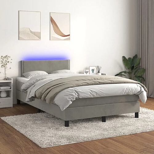 Sommier à lattes LED,Cadre à lattes de lit avec matelas pour Adulte Gris clair 120x200 cm -MN98013